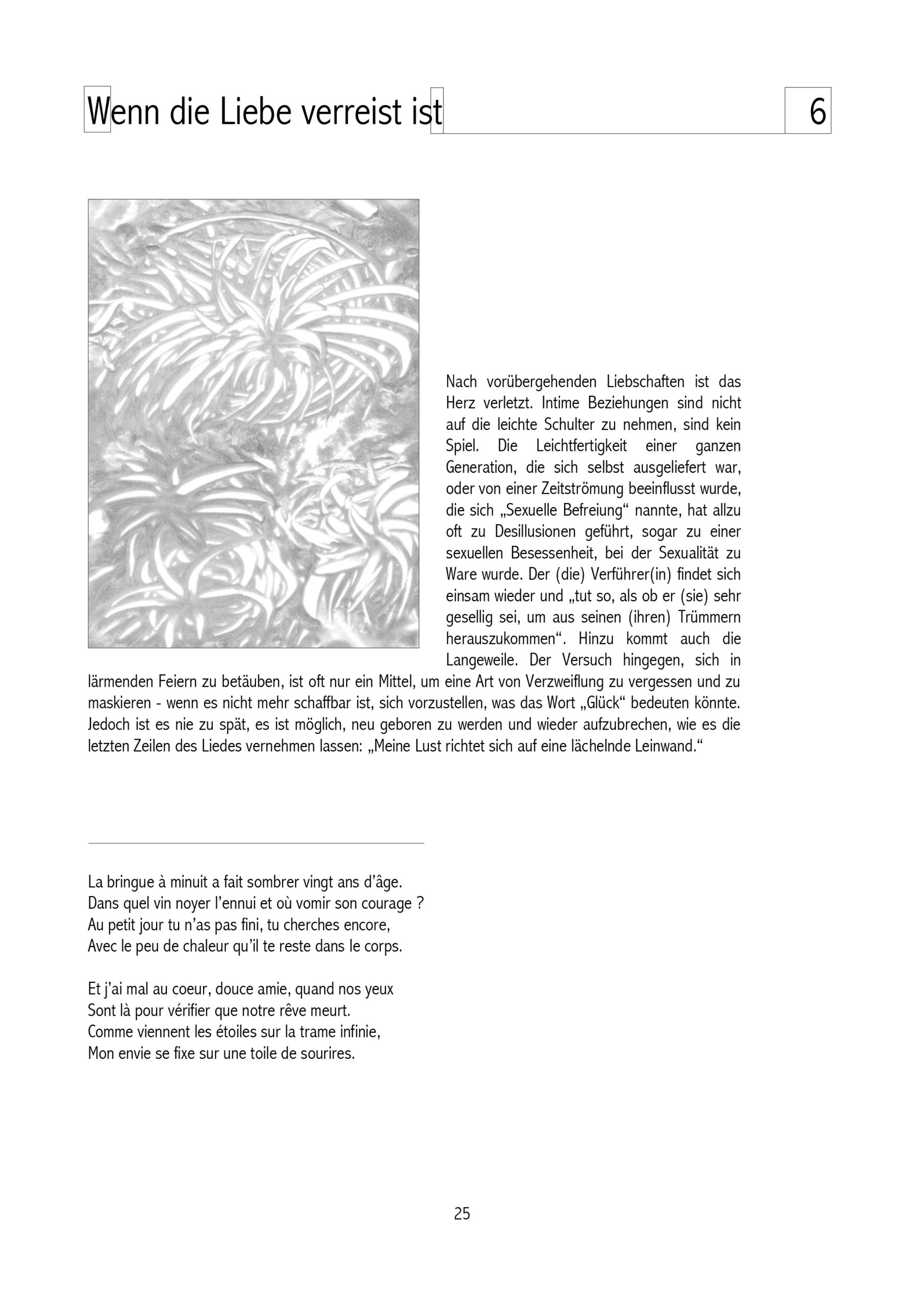 Kommentar zum Chanson von Michel Sandt Wenn die Liebe verreist ist, mit einem Feuerwerksbild